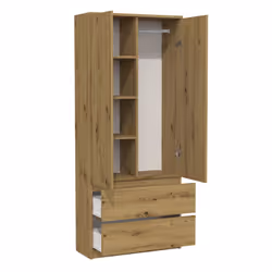 Topeshop SZAFA MALWA ART placard et armoire de chambre à coucher 5 étagères 2 portes(s) Chêne