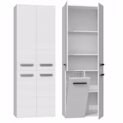 Topeshop NEL 1K DD BIEL, Blanc, Sur pied, 5 étagères, 4 portes(s), Tableau à particules, Mat