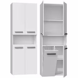 Topeshop NEL 1K DK BIEL, Blanc, Sur pied, 5 étagères, 4 portes(s), Tableau à particules, Mat