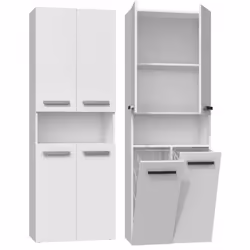 Topeshop NEL 2K DK BIEL, Blanc, Sur pied, 3 étagères, 4 portes(s), Tableau à particules, Mat