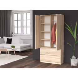 Topeshop SZAFA MALWA SON placard et armoire de chambre à coucher 5 étagères 2 portes(s) Chêne