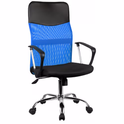 Topeshop KRZESŁO NEMO NIEBIESKIE, Siège rembourré, Dossier grillagé, Noir, Bleu, Tissu, Mesh