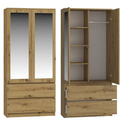 Topeshop SS-90 ART LUS KPL placard et armoire de chambre à coucher 5 étagères 2 portes(s) Chêne