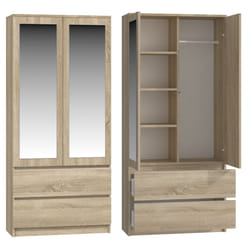Topeshop SS-90 SON LUS KPL placard et armoire de chambre à coucher 5 étagères 2 portes(s) Chêne