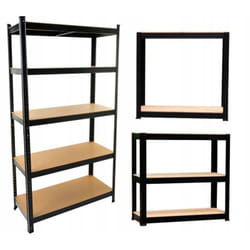 Topeshop REGAŁ P9030 CZARNY support de stockage d'outils de jardin Autonome Acier galvanisé, Panneaux MDF