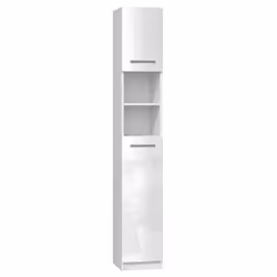 Topeshop MARBELA BIEL-POŁ, Blanc, Sur pied, 5 étagères, 2 portes(s), Tableau à particules, Brillant