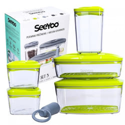 Récipients sous vide - DAFI - SeeYoo SET5 - 5 pièces - Vert citron - Compatible congélateur et lave-vaisselle