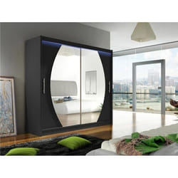Armoire - Armoire Atlanta 102 84100 - Mobilier1.fr - Noir - Black - Glissement - LED 180x215x58cm