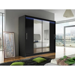 Armoire - Armoire Atlanta 123 84179 - Mobilier1.fr - Noir - Black - Glissement - LED 180x215x58cm