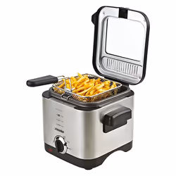 Mesko Home MS 4910, Friteuse, 1,5 L, Unique, Noir, Acier satin, Rotatif, Autonome