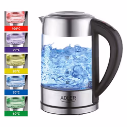 Adler AD 1247 NEW bouilloire 1,7 L 2200 W Noisettes, Acier inoxydable, Transparent - Vue supplémentaire 5