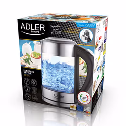 Adler AD 1247 NEW bouilloire 1,7 L 2200 W Noisettes, Acier inoxydable, Transparent - Vue supplémentaire 8