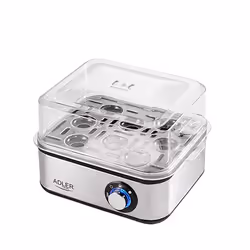 Adler AD 4486 cuiseur d'oeufs 8 œufs 800 W Noir, Acier satin, Transparent