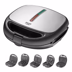 Adler AD 3040 gaufrier et appareil à croque-monsieur 1200 W Noir, Gris - Vue supplémentaire 6