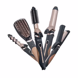 Camry Premium CR 2024 brosse soufflante et fer à lisser Kit d'accessoires de coiffure À chaleur Noir, Or rose 1200 W