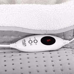 Adler AD 7432 couverture et coussin chauffant Couverture chauffante électrique 100 W Gris, Blanc Peluche, Laine synthétique