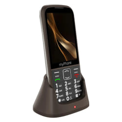 Myphone Téléphone Senior Double SIM boutons SOS grand écran et Socle de charge Marron