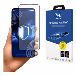 3MK HardGlass Matt Max, Apple, iPhone 16 Pro, Résistant aux chutes, Résistant aux impacts, Réfléchissant, Noir, Transparent, ...