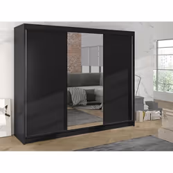 Armoire - Atlanta - Atlanta 159 - Noir - Glissement - Miroir