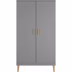 Armoire 2 portes Kocot Kids Kubi - Gris Marque : Kocot Kids Collection : Kubi Matériaux : Panneaux de particules stratifiés d ...