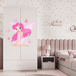 Armoire 2 portes 1 tiroir Kocot Kids Babydream La fée aux papillons - Blanc