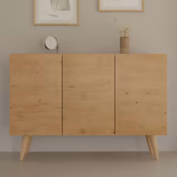 Donnez à votre pièce un look moderne et au goût du jour en choisissant ce buffet 3 portes chêne CISKO. De style scandinave, c ...