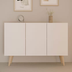 Les Tendances - Buffet 3 portes 120x39,9x95,5 cm blanc et naturel - cisko