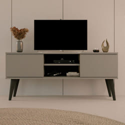 Les Tendances - Meuble tv 2 portes 120x35x55,2 cm gris et noir - cisko