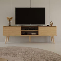 Les Tendances - Meuble tv 2 portes 160x35x55,2 cm chêne - cisko