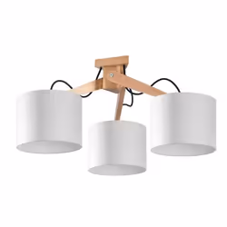 Plafonnier LED en bois naturel et blanc - SOLLUX - LEGNO 3 - 3 ampoules E27 - 60W - Design moderne
