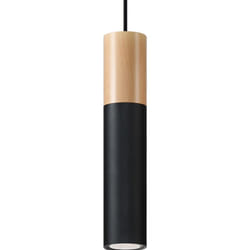 Sollux - Suspension Pablo acier, bois 1xGU10