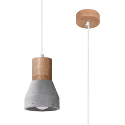 Plafonnier - Sollux Lighting - Qubic Dome - Gris Béton - Bois Naturel - E27 60W