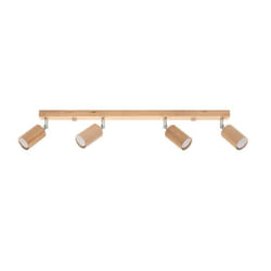 Plafonnier - SOLLUX - Berg - 4 Spots GU10 - Bois Naturel - 80 cm - IP20