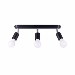 Plafonnier - Sollux - Fornes - Noir - Acier - E27 - 3 lampes