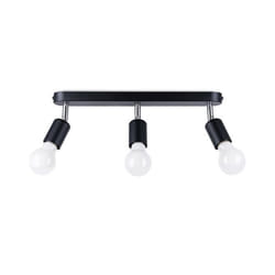 Plafonnier - Sollux - Fornes - Noir - Acier - E27 - 3 lampes