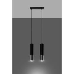 Plafonnier - LOOPEZ - Moderne Loft BOHO - Noir/Chrome - 2x GU10 LED - 40W