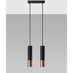 Sollux - Suspension loopez noir/cuivre 2xGU10 IP20 SL.0947