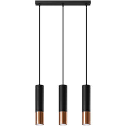 Sollux - loopez Suspension triple noire, cuivre GU10