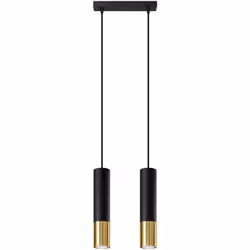 Sollux LOOPEZ Suspension Twin Noir, Or GU10 | Finition : Noir | Matériel : Acier Hauteur (cm) : 90,00 | Largeur (cm): 6,00 |  ...