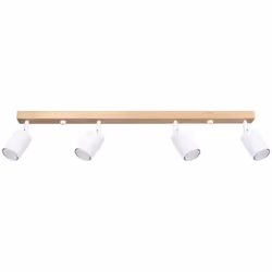 Sollux Verdo Spot de Plafond Moderne Bar Bois, Blanc 4x GU10 | Finition : Bois, Blanc | Matériau : acier. Bois | Indice IP :  ...
