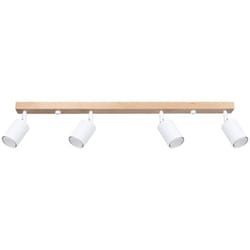 Sollux - Verdo Spot de Plafond Moderne Bar Bois, Blanc 4x GU10