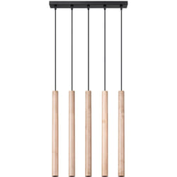 Sollux - Pendentif Pastelo acier / bois 5xG9