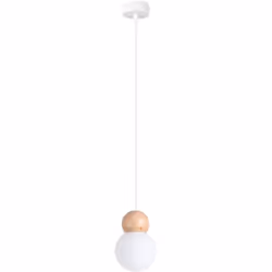 Lámpara colgante PEKKA 1 blanco/madera natural de Sollux . Fuente de luz: G9, 1x max 8W LED, ~230V, 50Hz, IP20, clase de prot ...