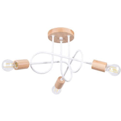 Sollux - Plafonnier lampe de salon 3 flammes bois naturel blanc l 56 cm