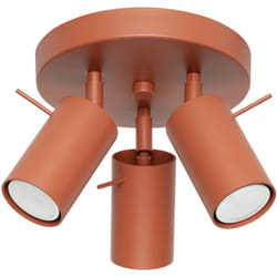 Sollux - Ring Plafonnier moderne à 3 spots rouge ocre