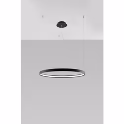 Sollux RIO Suspension LED Circulaire Intégrée Noir 78cm 3000K | Finition : Blanc | Matériau : aluminium Hauteur (cm) : 5,30 | ...
