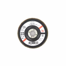 Présentation : Disque 3M 566A à lamelles bombée grain 60 sont utilisés sur meuleuses d'angle pour l'arasage et l'ébavurage su ...