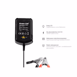 Green Cell ACAGM05 Chargeur de batterie pour véhicules 2/6/12 V Noir