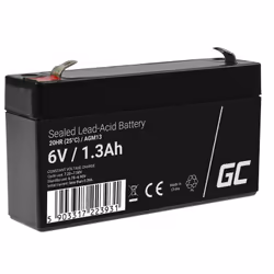 Green Cell AGM13, Sealed Lead Acid (VRLA), 6 V, 1 pièce(s), Noir, 1,3 Ah, 5 année(s)