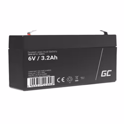 Green Cell AGM14, Sealed Lead Acid (VRLA), 6 V, 1 pièce(s), Noir, 3,2 Ah, 5 année(s)